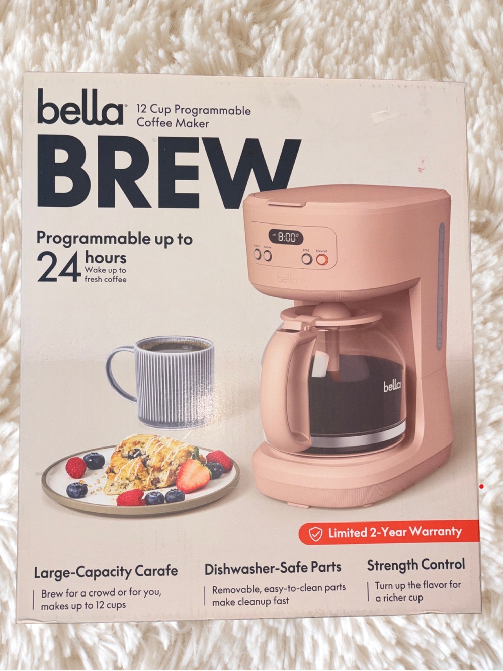 Bella 12-Cup Programmable Coffee Maker - Pink